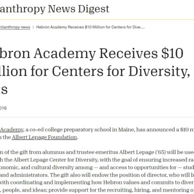 Hebron Academy media Philanthropy News Digest